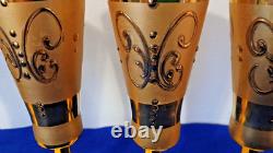 Vintage Handblown and 24k Gilt Champagne Flutes- Set of (5)