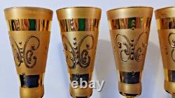 Vintage Handblown and 24k Gilt Champagne Flutes- Set of (5)