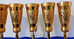 Vintage Handblown and 24k Gilt Champagne Flutes- Set of (5)