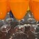Vintage Handmade Glass Stemware Orange Wine Glasses Set Of 8