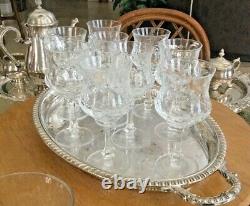 Vintage Heavy Leaded Crystal Etched and Cut Glass Wine/Goblets