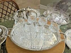 Vintage Heavy Leaded Crystal Etched and Cut Glass Wine/Goblets