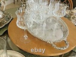 Vintage Heavy Leaded Crystal Etched and Cut Glass Wine/Goblets
