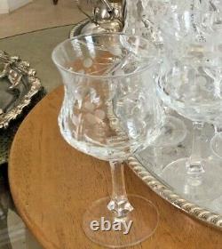 Vintage Heavy Leaded Crystal Etched and Cut Glass Wine/Goblets