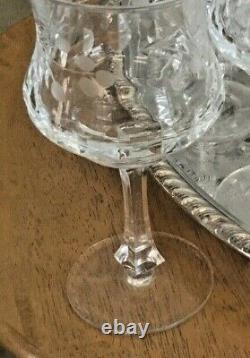 Vintage Heavy Leaded Crystal Etched and Cut Glass Wine/Goblets