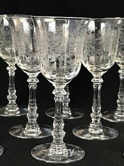 Vintage Heisey Orchid Etched Elegant Glass Lot of 8 Wine Glasses Stemware B10