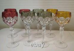 Vintage Hofbauer Lead Crystal Cut to Clear Wine Glasses Goblets Set of 8