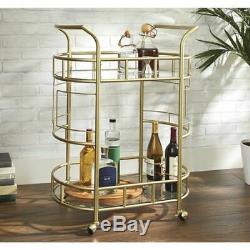 Vintage Home Mini Bar Table Glass Wine Liquor Shelf Rolling Server Cart Trolley