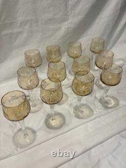 Vintage Hortensia Traube Bohemian Amber Crystal Hock Glasses (set of 12) Mint