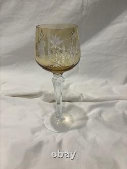 Vintage Hortensia Traube Bohemian Amber Crystal Hock Glasses (set of 12) Mint