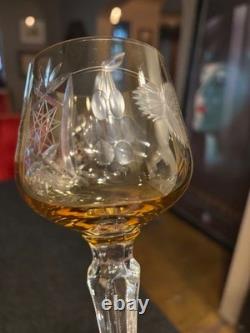 Vintage Hortensia Traube Bohemian Amber Crystal Hock Glasses (set of 12) Mint