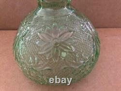 Vintage INDIANA TIARA GLASS Chantilly Green Wine Decanter Goblets Underplate Box