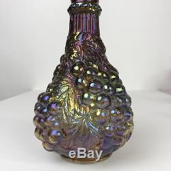 Vintage Imperial Grape Wine Bottle Decanter withStopper Iridescent Amethyst Glass