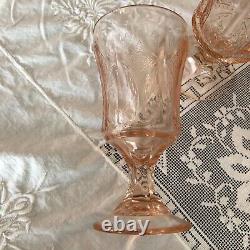 Vintage Indiana Glass 4 Pink Recollection Madrid Water Goblet Wine Glass MINT