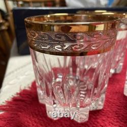 Vintage Interglass Italy 4 Pc Handblown 24 KTS Gold Florence Style Whiskey Glass