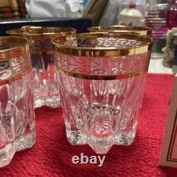 Vintage Interglass Italy 4 Pc Handblown 24 KTS Gold Florence Style Whiskey Glass