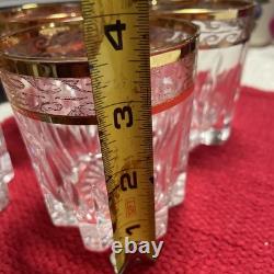 Vintage Interglass Italy 4 Pc Handblown 24 KTS Gold Florence Style Whiskey Glass