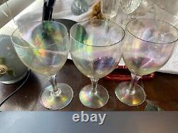 Vintage Iridescent Fine Crystal Wine glasses Set of 3