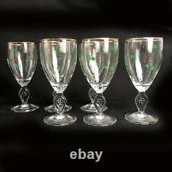 Vintage Irish Shamrock Wine Coffee Liquor Glasses Gold Rim 15 Piece Set