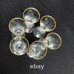 Vintage Irish Shamrock Wine Coffee Liquor Glasses Gold Rim 15 Piece Set