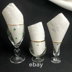 Vintage Irish Shamrock Wine Coffee Liquor Glasses Gold Rim 15 Piece Set