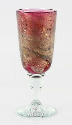 Vintage Isle of Wight pink Azurene wine glass, signed Michael Harris