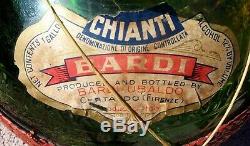 Vintage Italian Chianti Tall Wine Bottle Bubble Green Glass 31 1/4 MCM