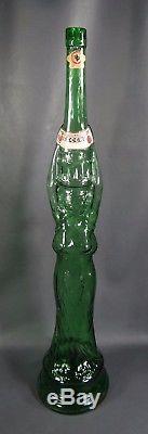 Vintage Italian Chianti Wine 31'' Green Glass Bottle Beautiful Woman in dress