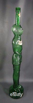 Vintage Italian Chianti Wine 31'' Green Glass Bottle Knight Guard Sword Armor