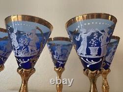 Vintage Italian Cobalt Blue Wine Glasses