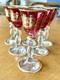 Vintage Italian Ruby Red Wine Glasses Set of 6 Gold Gilt Scroll Murano Style