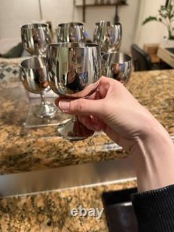 Vintage Italian Stainless Steel Wine Glasses / Goblets by AMC Set of 6
