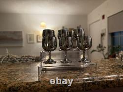 Vintage Italian Stainless Steel Wine Glasses / Goblets by AMC Set of 6