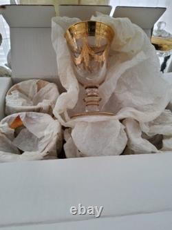 Vintage Italian Stemware With 24k Gold Trim In Mint Condition 6 PC Set