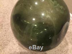Vintage Italian hand blown glass demijohn carboy gray green 15x24