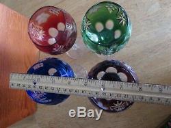 Vintage Jewel Colored Mouth blown/cut Crystal Wine Glass's German Never been use
