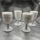 Vintage Kemple Milk Glass Water Goblet or Wine Glasses Set of 4 Lace & Dewdrop