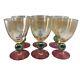 Vintage Krosno Poland Hand Blown Tri-colored Wine Glasses Set of 6