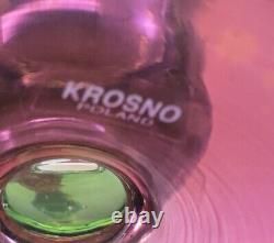 Vintage Krosno Poland Hand Blown Tri-colored Wine Glasses Set of 6