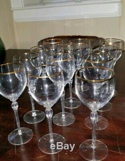 Vintage LENOX CRYSTAL MONROE GOLD TRIM Wine GLASS 7 1/2 12 pieces