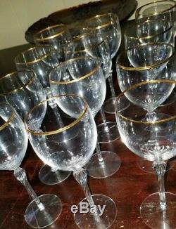 Vintage LENOX CRYSTAL MONROE GOLD TRIM Wine GLASS 7 1/2 12 pieces