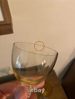 Vintage LOT 3 Cambridge Glass Nude Stem Amber Yellow Green Cordial Wine Glasses