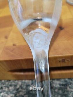 Vintage Lalique Angel Face 8.5 Signed Flutes Champagne Angel. Set Of 9 Glasses