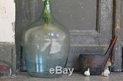 Vintage Large Clear Glass Demijohn Wine Bottle Antique Blown Glass Bottle