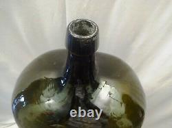 Vintage Large Demijohn Carboy Glass Bottle Olive Green Blown Wine Bottle Rare2