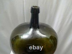 Vintage Large Demijohn Carboy Glass Bottle Olive Green Blown Wine Bottle Rare2
