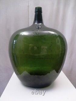 Vintage Large Demijohn Carboy Glass Bottle Olive Green Blown Wine Bottle Rare3