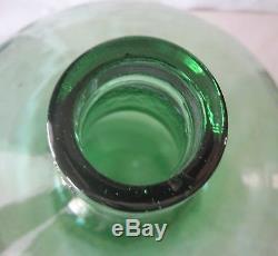 Vintage Large Green Glass Viresa Demijohn Wine Bottle Jug Embossed Neck 18 Tall