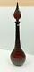 Vintage Large Ruby Red Guildcraft Italy Glass Wine Decanter Diamond Design