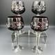 Vintage Lausitzer Crystal Cut to Clear Ruby Wine Goblet Glasses Grapes Set of 4